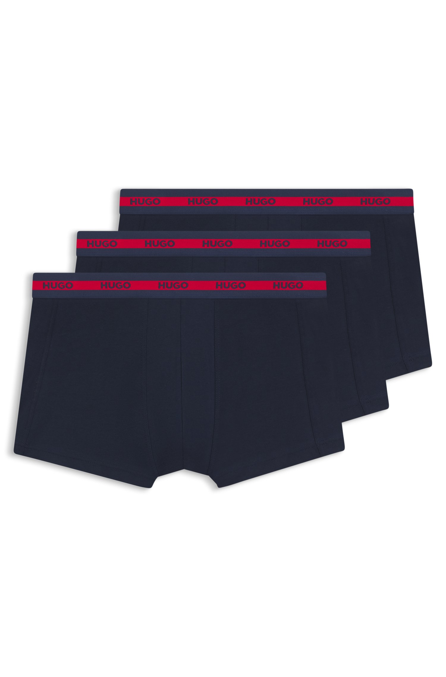 Hugo Three-pack of stretch-cotton trunks with logo waistbands kalsonger herr