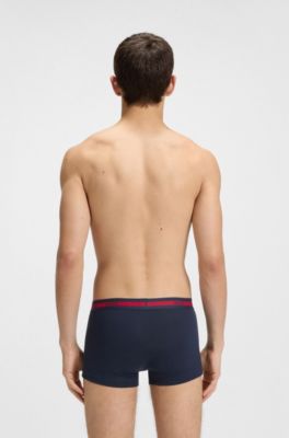 Three-pack of logo trunks in stretch cotton, Dark Blue