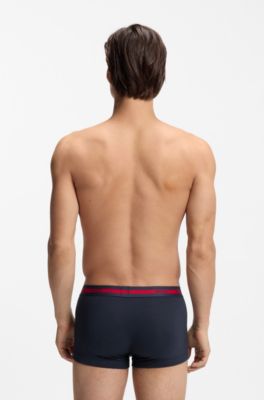 Three-pack of stretch-cotton trunks with logo waistbands, Dark Blue