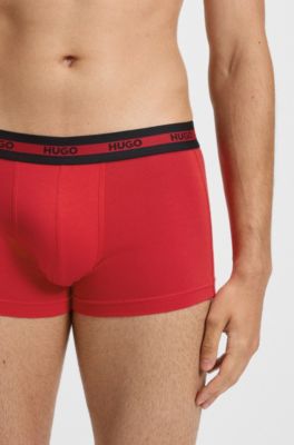 Three-pack of logo trunks in stretch cotton, Black / White / Red
