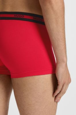 Three-pack of logo trunks in stretch cotton, Black / White / Red