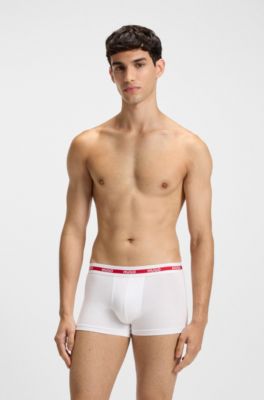 Three-pack of logo trunks in stretch cotton, Black / White / Red