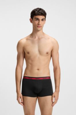 Three-pack of logo trunks in stretch cotton, Black / White / Red