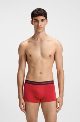 Three-pack of logo trunks in stretch cotton, Black / White / Red