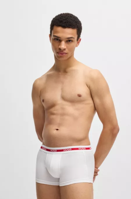 Three-pack of stretch-cotton trunks with logo waistbands