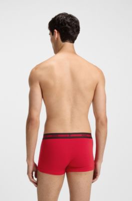 Three-pack of logo trunks in stretch cotton, Black / White / Red
