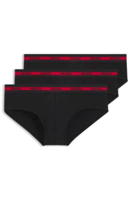 Three-pack of logo-waistband briefs in stretch cotton