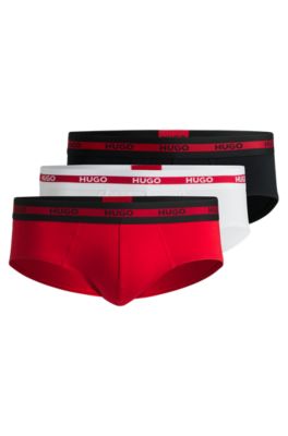 HUGO - Velvet-trimmed mesh briefs with logo waistband