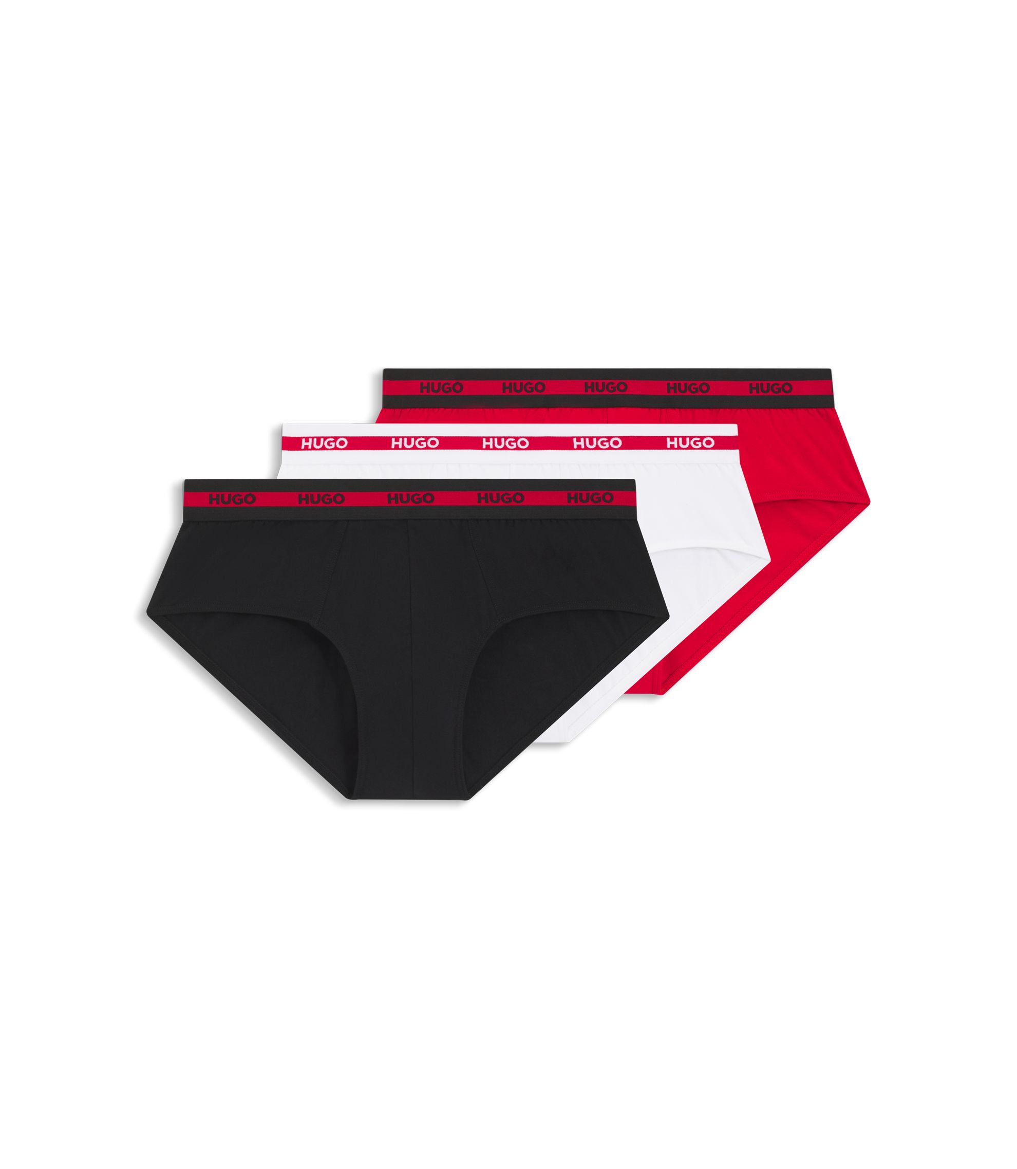 Dreierpack Slips aus Stretch-Baumwolle mit Logos am Bund