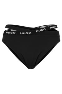 Sporty bikini bottoms with branded tape and cut-out details, Black