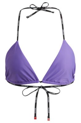 HUGO - Branded-strap triangle bikini top with logo detail