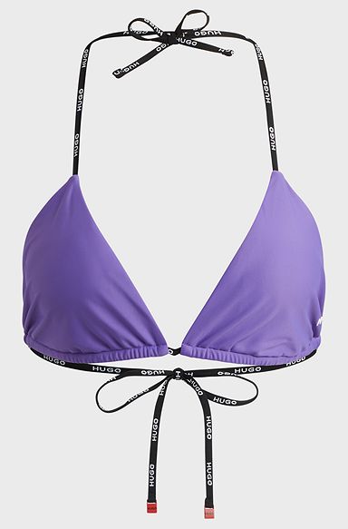 Branded-strap triangle bikini top with logo detail, Purple