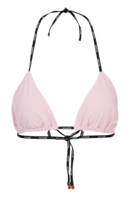 HUGO - Branded-strap triangle bikini top with logo detail