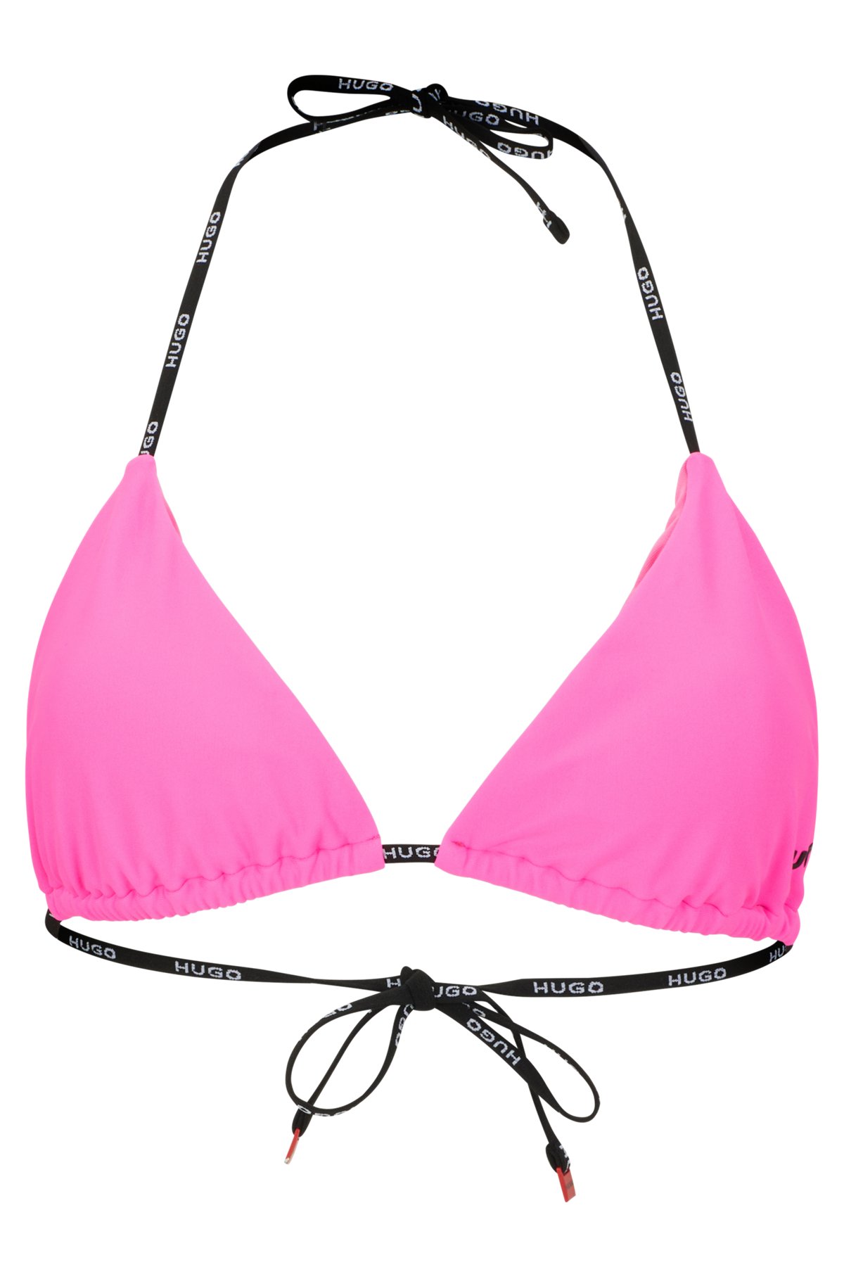 Branded-strap triangle bikini top with logo detail, Pink