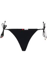 Tie-side bikini bottoms with logo print, Black