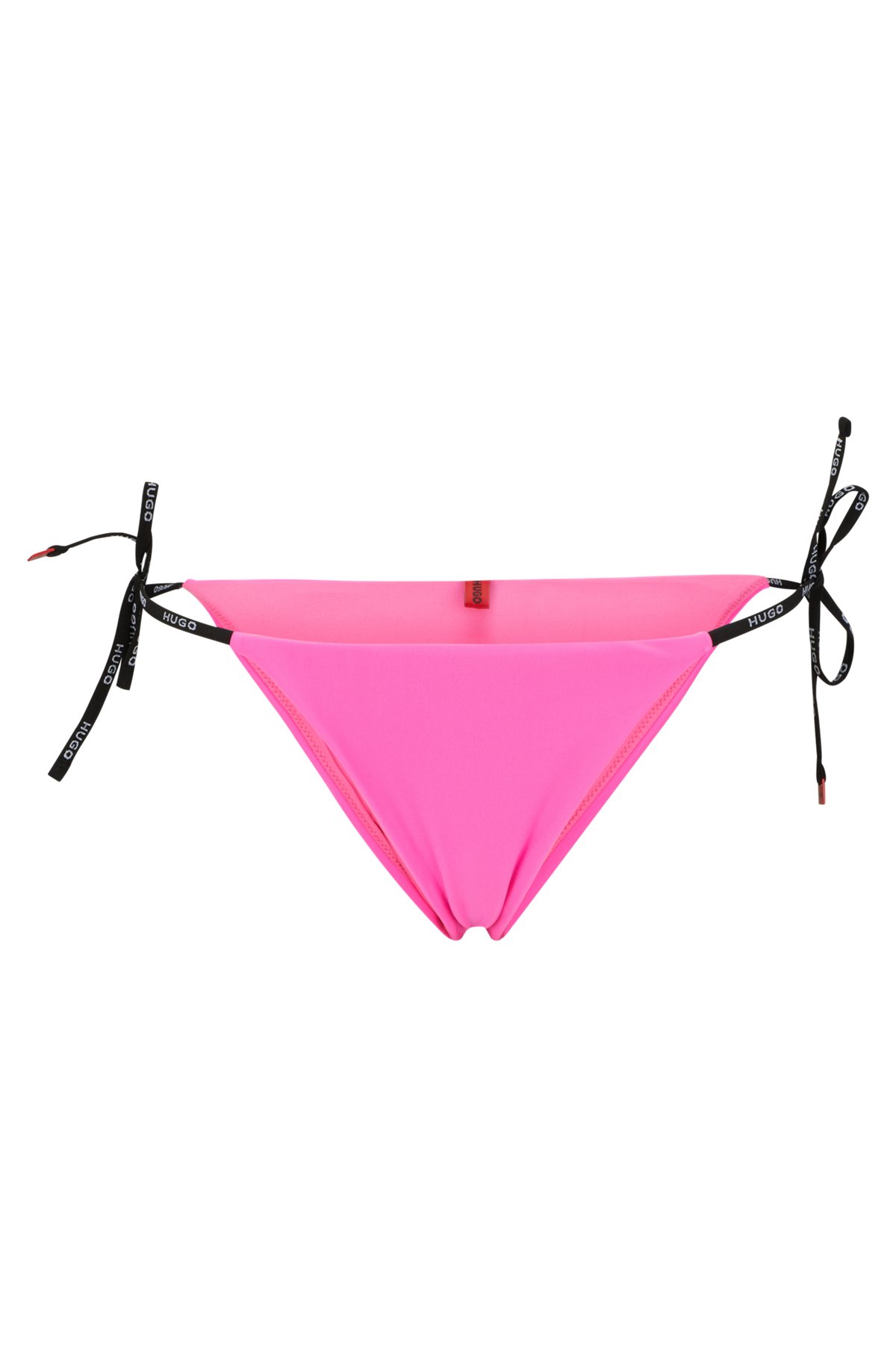 Bikinihose mit Logo-Print und seitlicher Schnürung, Pink