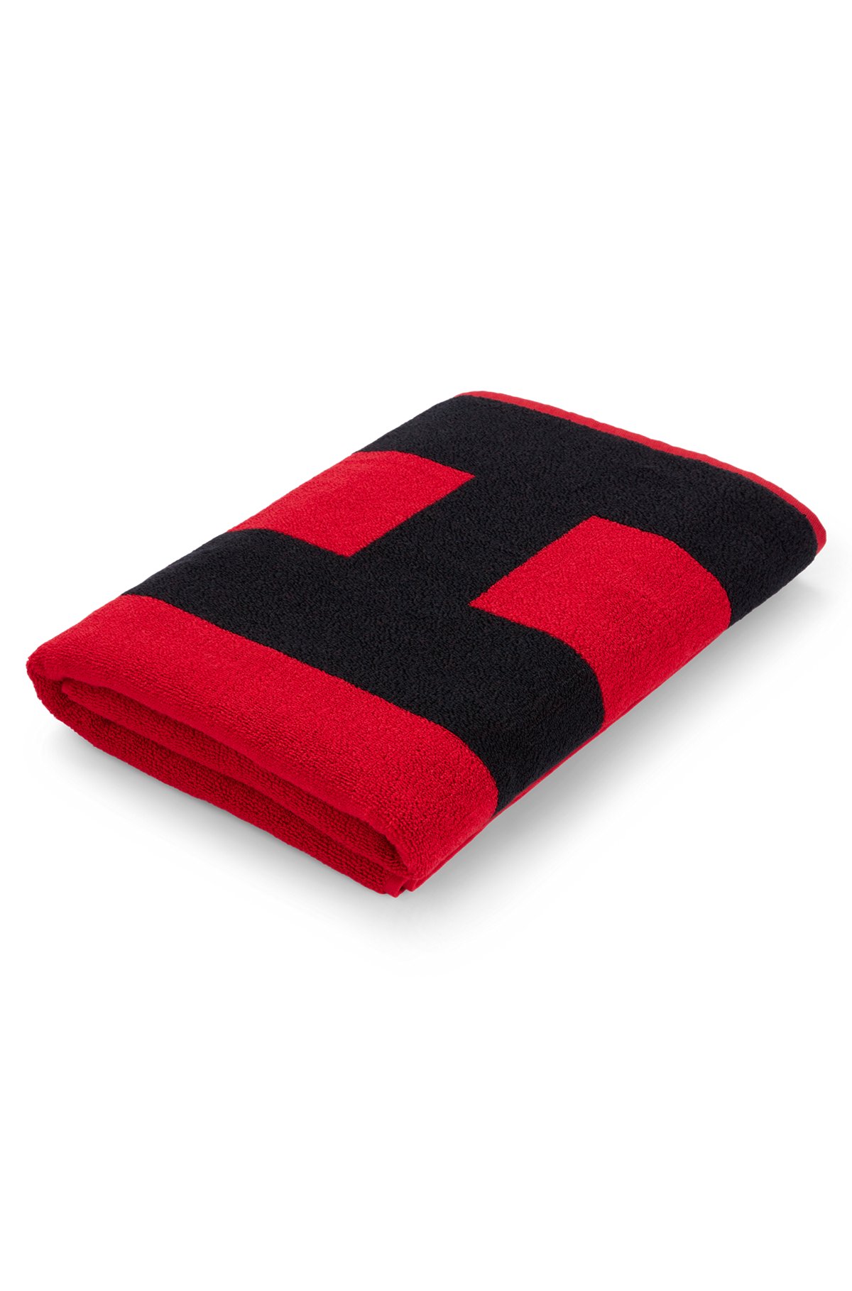 Пляжное полотенце из махровой ткани на основе хлопка с контрастным логотипом, Красный
