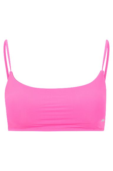 Bralette-Bikinitop mit kontrastfarbenem Logo-Print, Pink
