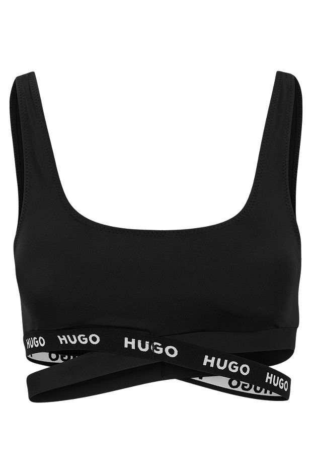 HUGO - Sporty bikini top with branded tape and cut-out details
