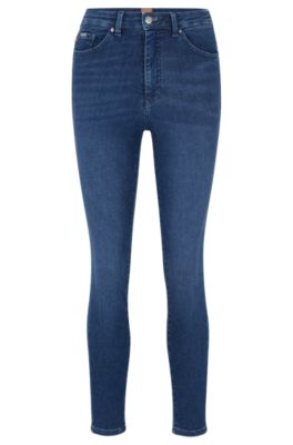 BOSS - High-waisted jeans in blue power-stretch denim