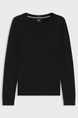 Pull &agrave; col rond en laine m&eacute;rinos, Noir