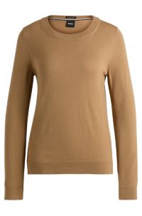 Pullover aus Merinowolle mit Rundhalsausschnitt, Hellbraun