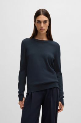 womens navy crew neck sweater