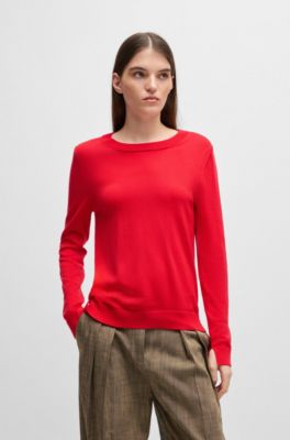 Pullover aus Merinowolle mit Rundhalsausschnitt, Rot