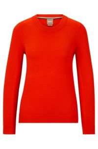 Crew-neck sweater in merino wool, Orange