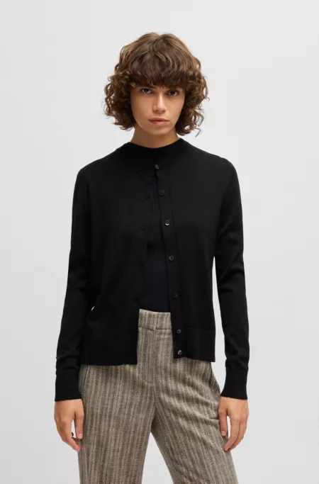 Merino-wool cardigan with button front