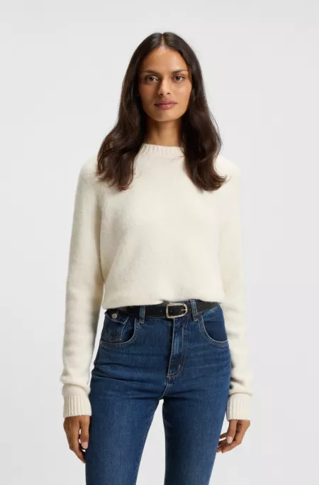 Leather belt with gold-tone logo-engraved buckle