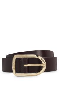 Ceinture en cuir avec boucle dorée gravée, Violet foncé