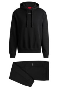 Cotton-terry tracksuit with contrast branding, Black