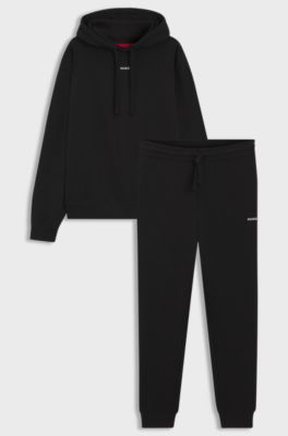 Cotton tracksuit set in a relaxed fit with logo, Black
