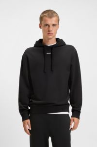 Relaxed-fit tracksuit set in cotton with logo prints, Black