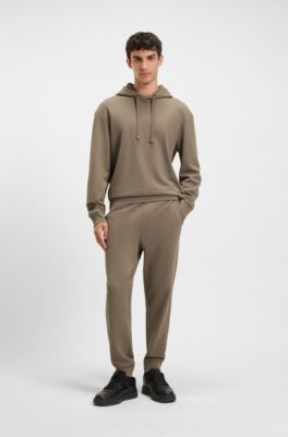 Trainingspak set van katoen in een relaxed-fit met logo, Kaki