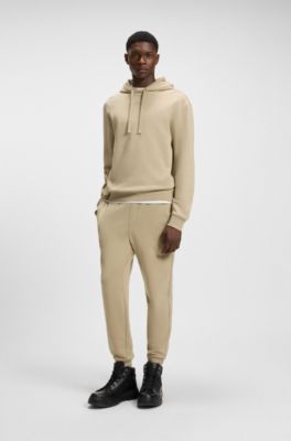 Two-piece logo-print tracksuit set in cotton terry, Beige