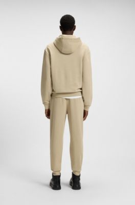 Two-piece logo-print tracksuit set in cotton terry, Beige