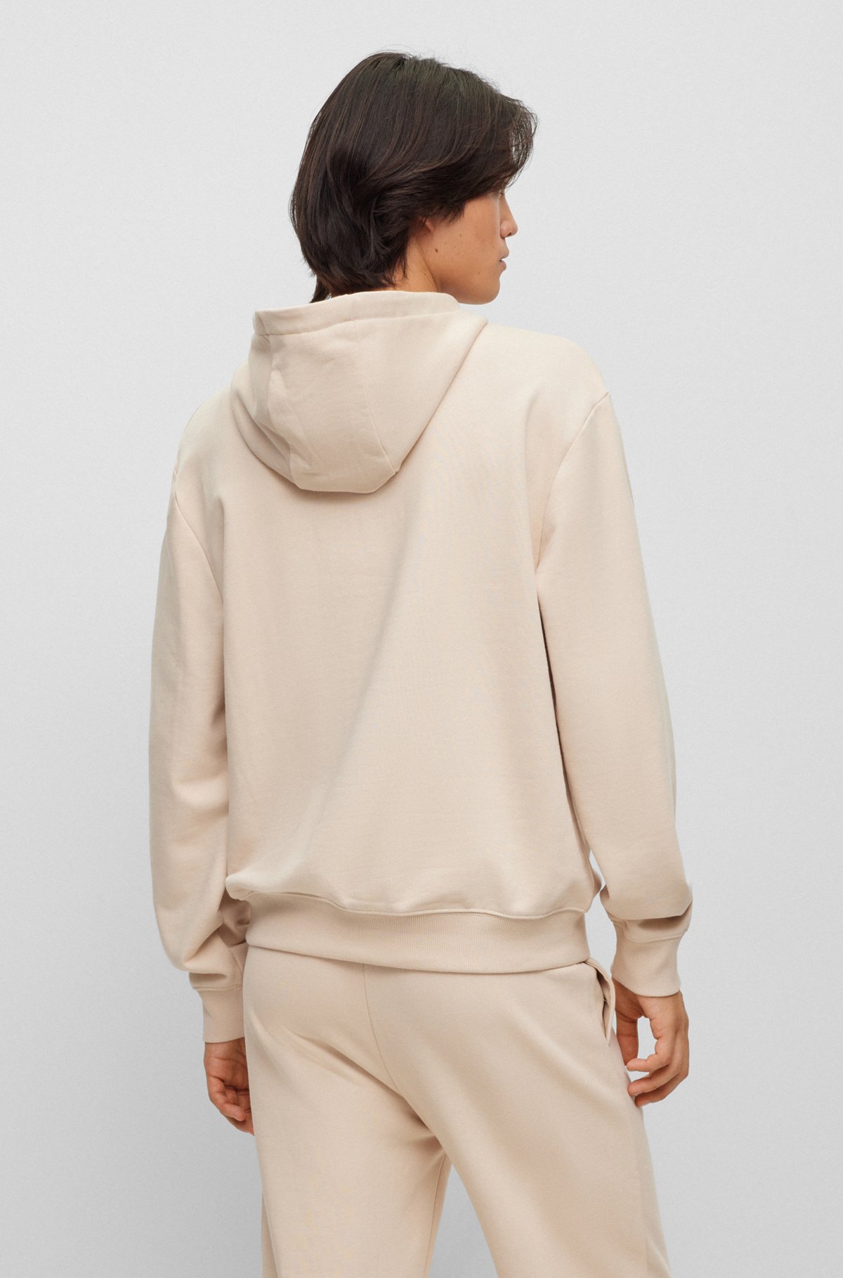Cotton-terry tracksuit with contrast branding, Light Beige