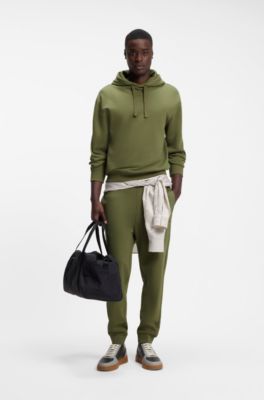 Cotton hoodie in a relaxed fit with logo, Olive
