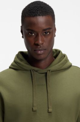 Cotton hoodie in a relaxed fit with logo, Olive