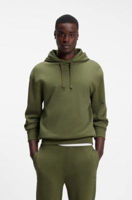 Cotton hoodie in a relaxed fit with logo, Olive