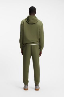 Set di tuta sportiva relaxed fit in cotone con logo, Oliva