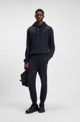 Two-piece logo-print tracksuit set in cotton terry, Dark Blue