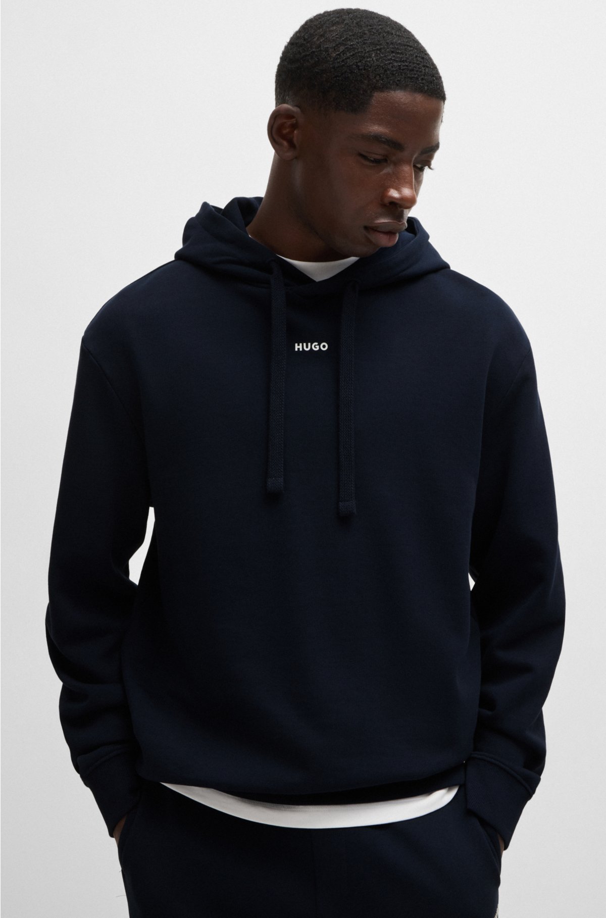 HUGO - Cotton-terry tracksuit with contrast branding