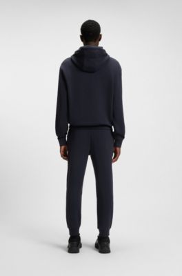 Two-piece logo-print tracksuit set in cotton terry, Dark Blue