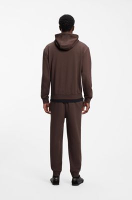 Cotton tracksuit set in a relaxed fit with logo, Brown