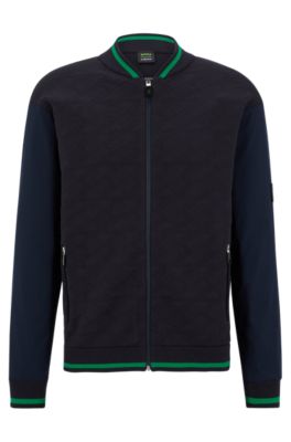 BOSS - BOSS x AJBXNG relaxed-fit knitted bomber jacket with monogram ...