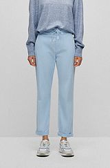 Regular-fit trousers in stretch-cotton twill, Light Blue