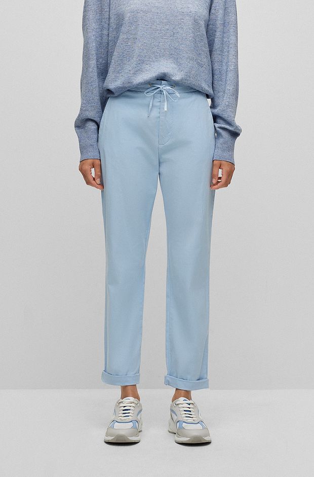 Regular-fit trousers in stretch-cotton twill, Light Blue